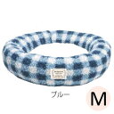 ベリー ラウンドベッド ブルー Mサイズ【愛犬用 犬用 ペット用 かわいい おしゃれ チェック柄 冬物 冬用ベッド あったかグッズ ペット冬物】丸くなって寝るのが好きなワンちゃんにくつろぎやすい形状 縁がしっかりあるので囲まれている安心感があります