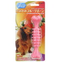 スーパーキャット かみかみフルーツボーン ストロベリーM ハードタイプ DM-445【犬おもちゃ デンタル 硬さ:ハード】骨型&突起の特殊デンタル形状!噛み応えのあるハードタイプ!フレッシュなストロベリーの香り!