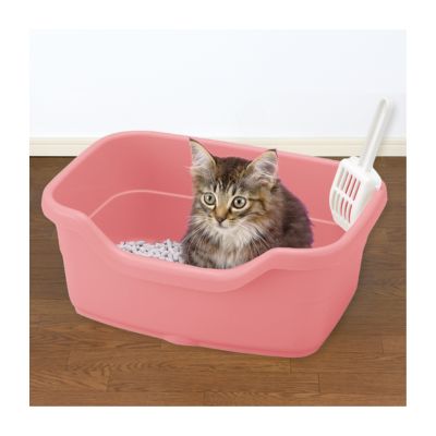 ホヌ・ホヌのリッチェル　ラプレ　ネコトイレ　深型 40　ホワイト【猫トイレ　トイレタリー】サイズ約40×29×16H(cm)猫が出入りしやすい深型オープンタイプのネコトイレです。｜アングル2