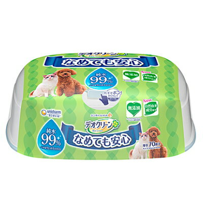 デオクリーン　純水99%ウェットティッシュ　本体　70枚入り　ユニ・チャーム【清潔ケア　犬猫用　エチ..