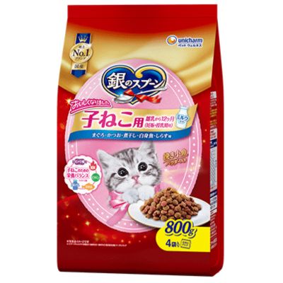 乐天商城 - ユニ・チャーム 銀のスプーン　贅沢うまみ仕立て　子ねこ用　まぐろ・かつお・煮干し・白身魚・しらす味　800g【子ねこ用　キャットフード　ドライ】12ヶ月までの子猫に適した栄養バランス設計