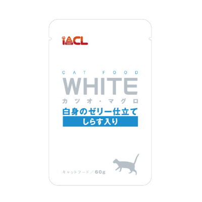 イトウ＆カンパニー　WHITE カツオ・マグロ しらす入り ゼリー仕立て 60g【パウチ　ホワイト　キャットフード　ウェットフード　猫用　愛猫用一般食】愛猫がよろこぶうまみたっぷりの愛猫用一般食