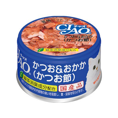 Rakuten - いなば　CIAO　チャオ　ホワイティ　かつお＆おかか（かつお節）　85g【国産　キャットフード　ウェット　缶　一般食】かつお白身をしっとりとした口当たりのゼリーで仕上げました。