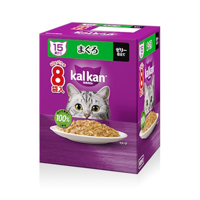樂天商城 - カルカン　パウチ　15歳から　まぐろ　60g×8P　【キャットフード　ウェット　パウチ　シニア猫　高齢　総合栄養食　ゼリー仕立て】お魚とチキンのうま味がギュッと詰まってる♪だから、猫もよろこぶおいしさ