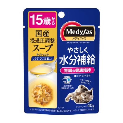 ペットライン　メディファス　やさしく水分補給　腎臓の健康維持　15歳から しらす・かつお節入り40g ...