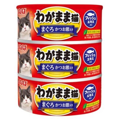 Rakuten - いなば　わがまま猫　140g×3缶　まぐろ　かつお節入り【キャットフード　ウェット　缶　ゼリータイプ　一般食】白身と赤身をまるごとほぐしてゼリー仕立てに。フィッシュエキス配合。