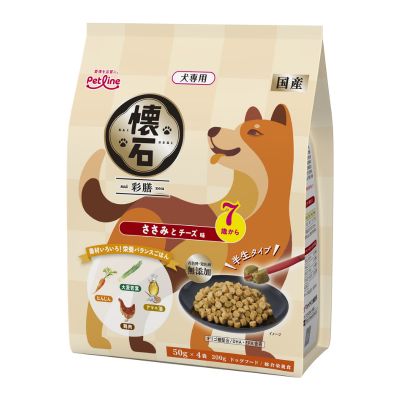 乐天商城 - ペットライン　懐石 彩膳 　7歳から ささみとチーズ味　200g【国産　総合栄養食　ドッグフード セミモイスト　小分けパック】こだわりの素材を使用した、栄養バランスのとれた半生ごはん