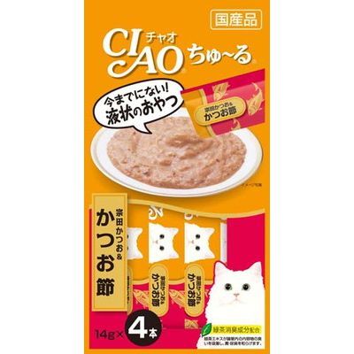 ■内容量　14g×4本入り ・今までにない液状おやつ ・お魚とお肉がベースのペーストタイプ。 ・ちゅ〜っと出して、なめて食べるだけ！ ・宗田かつおとかつお節をペーストにしました。