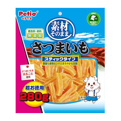 Rakuten - 素材そのまま　さつまいも　スティックタイプ　280g　ペティオ【犬用　ドッグフード　おやつ　トッピング】豊富な食物センイとまろやかな甘味。さつまいもをまるごと使用