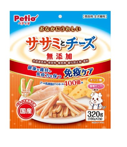 おなかにうれしい　無添加　ササミとチーズ　320g　ペティオ　【ドッグフード　犬おやつ】2種類の乳酸..
