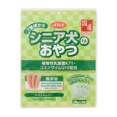 d.b.f　デビフ　シニア犬のおやつ 植物性乳酸菌K71・コエンザイムQ10配合　100g（25g×4袋）【国産　犬用スナック　おやつ　小分けパック】鶏ささみと鶏レバーをベースのおいしいおやつ