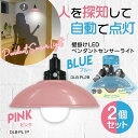 LEDペンダント型センサーライト乾電池式 ピンク+ブルーセット 屋内用明暗センサー付 単4電池3本使用 単三電池 センサーライト 電池 人感 センサーライト l...