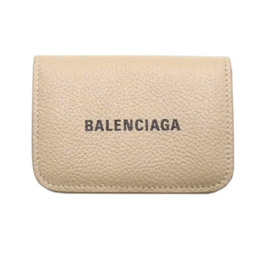 バレンシアガ 財布（レディース） 【ポイント6倍以上★】バレンシアガ 財布 BALENCIAGA レディース 三つ折り キャッシュ ミニウォレット コンパクト ベージュ 593813 新品