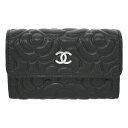 【5％OFFクーポン★】シャネル カードケース A81937 CHANEL 名刺入れ マチ付き CC ココ カメリア 型押し ブラック シルバー金具【10/31 17時迄】