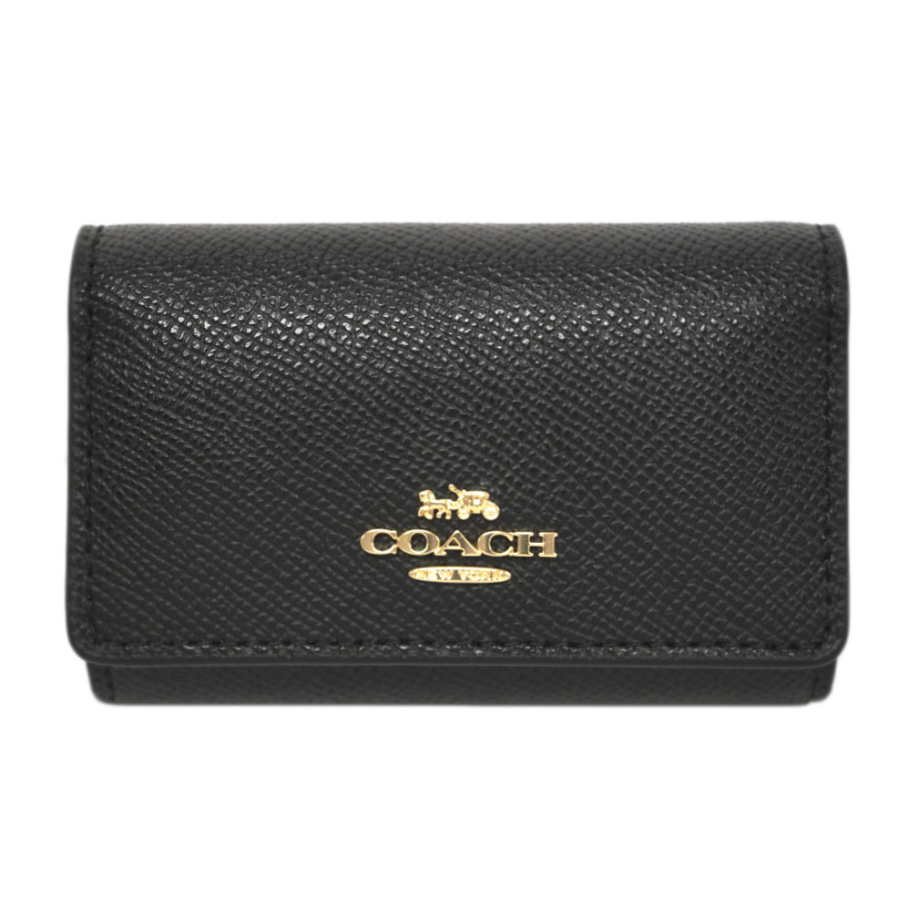 コーチ（COACH) 【ポイント6倍以上★】コーチ キーケース F76741-IMBLK COACH 5連キーケース キーリング付き クロスグレインレザー ブラック アウトレット 新品