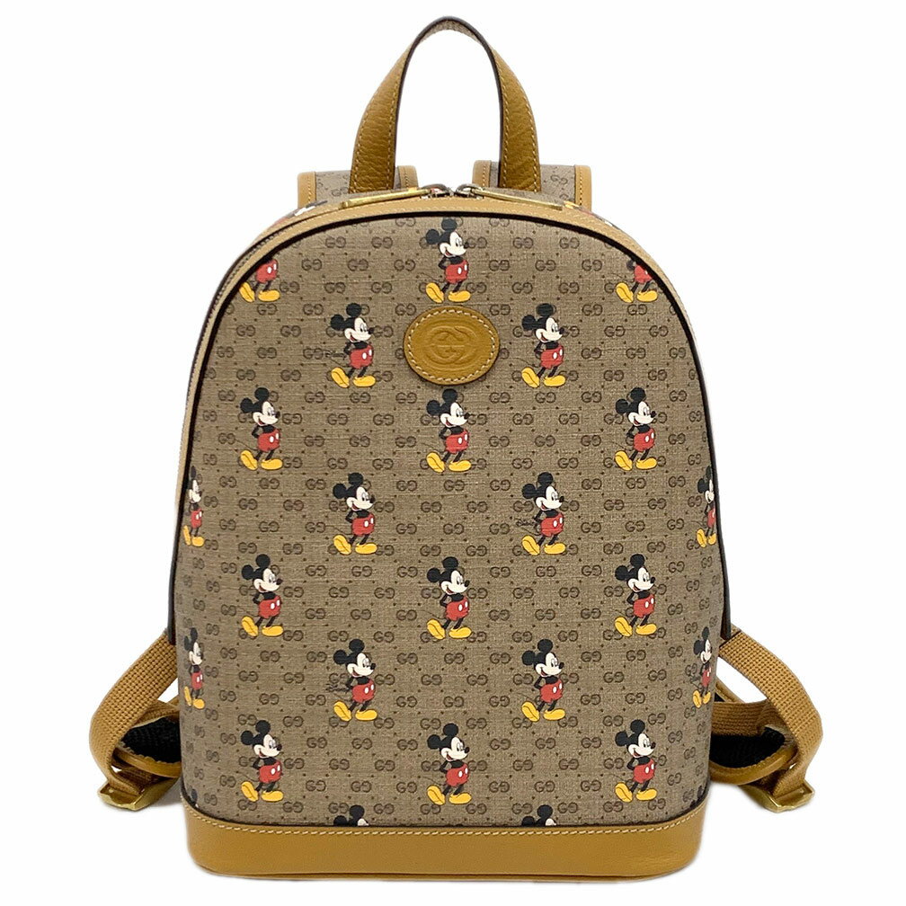 グッチ バッグ 552884-8603 GUCCIxDISNEY スモール バックパック ミッキーマウス ミニGGスプリーム ベージュ/エボニー カーフブラウン アウトレット 新品 1