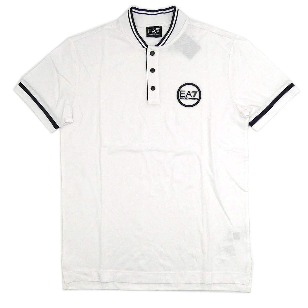 エンポリオ・アルマーニ エンポリオ アルマーニ ポロシャツ メンズ 半袖 EA7 ロゴ パッチ ホワイトxブラック Mサイズ 3LPF18 ar51051 新品