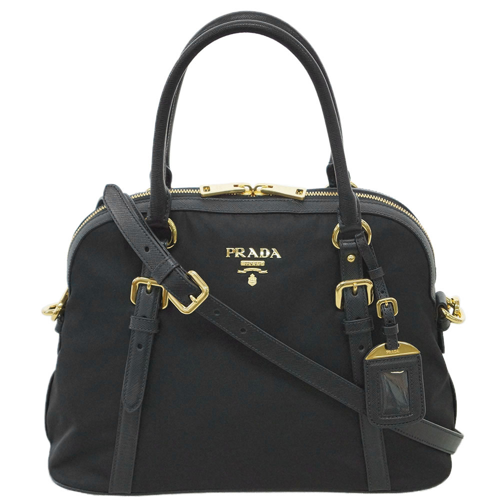 プラダ バッグ 1BB013 PRADA 2WAY ハンドバッグ ストラップ付き TESSUTO+SAFFIANO NERO ネロ ナイロン＋カーフ ブラック アウトレット 新品