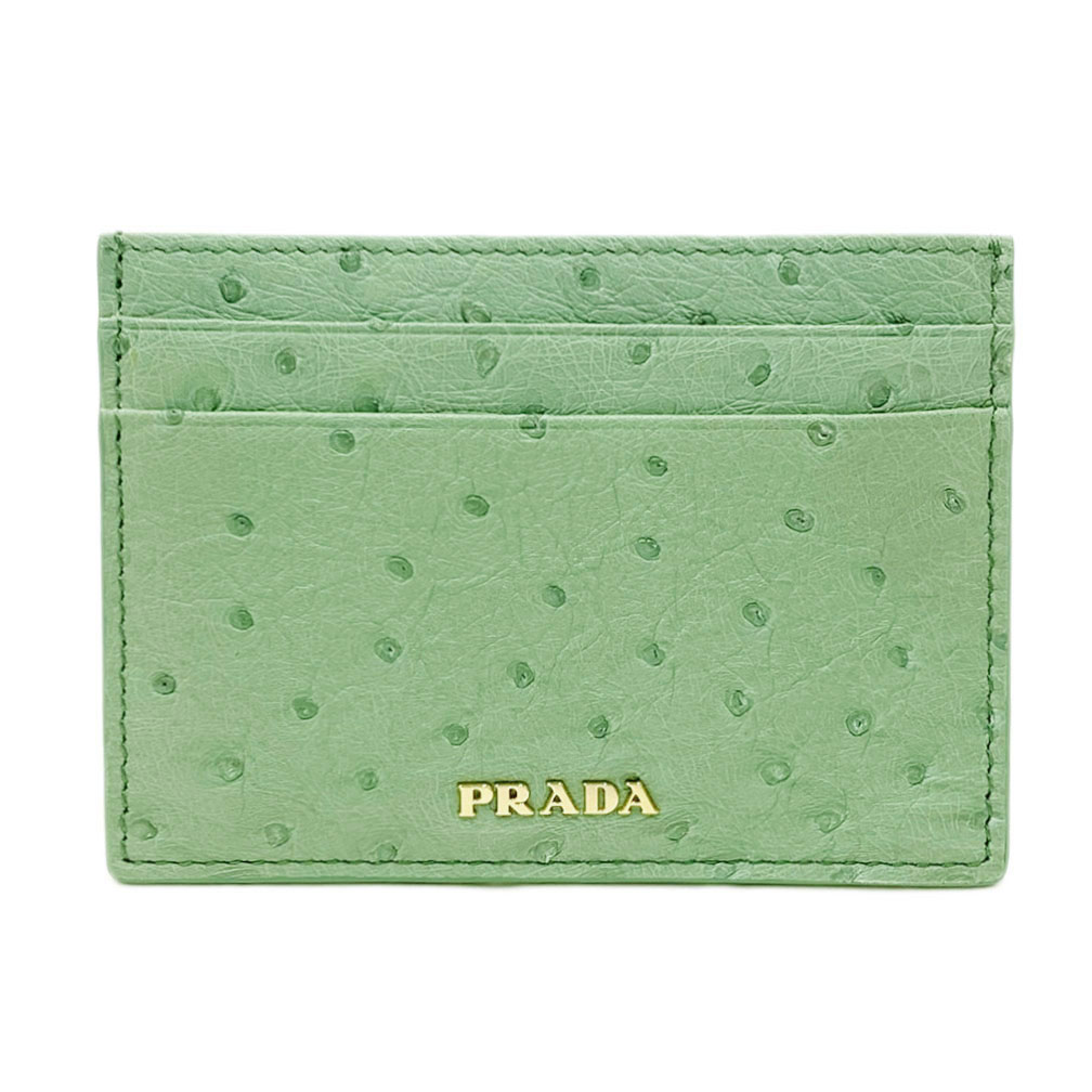 オーストリッチ 【ポイント6倍以上★】プラダ カードケース 1MC149 PRADA シンプル名刺入れ GLロゴ STRUZZO アクアマリーナ オーストリッチ ライトグリーン アウトレット 新品