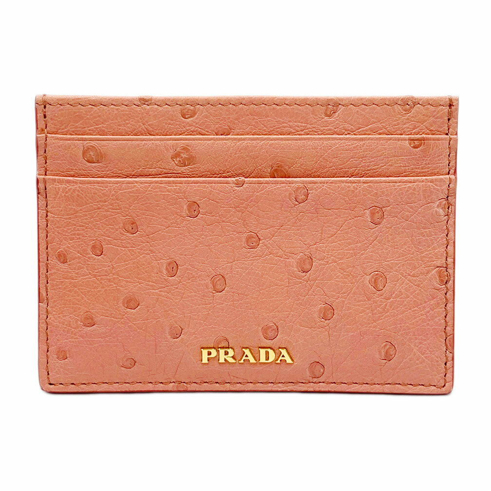 プラダ カードケース 1MC149 PRADA シンプル名刺入れ GLロゴ STRUZZO タマリス オーストリッチ ピンク アウトレット 新品