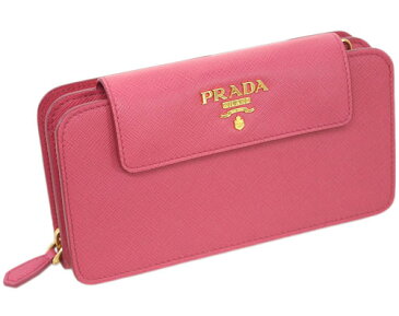 【P5倍以上!】【母の日クーポン】プラダ 財布 1ZH048 PRADA チェーンウォレット スマホケース 長財布 ポシェット サッフィアーノ PEONIA ペオニア カーフピンク アウトレット あす楽対応 キャッシュレスで5％還元！【5/4 9:59迄】