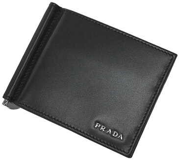 【スーパーセールP10倍〜】プラダ　財布　2MN077　PRADA　メンズ　二つ折り　マネークリップ　札入れ　VITELLO　NERO　ネロ　カーフブラック　シルバーロゴ　アウトレット　あす楽対応 キャッシュレスで5％還元！【要エントリー】【R2/6/11 2時迄】