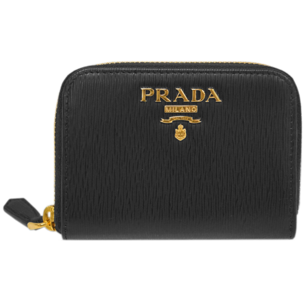 プラダ コインケース 1MM268 PRADA ラウンドファスナー 小銭入れ GLロゴ ヴィテッロ ムーブ ネロ ブラック アウトレット 新品