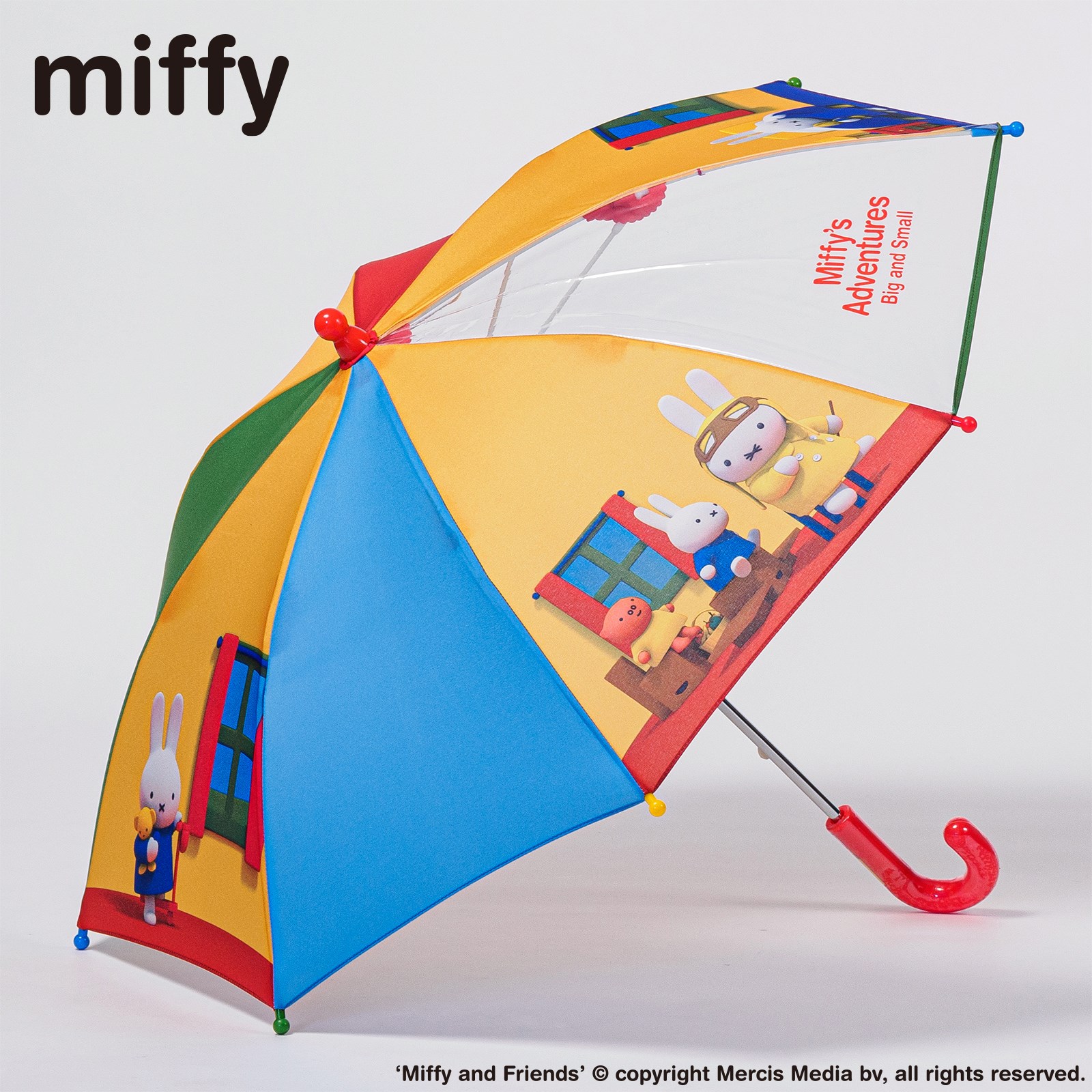 【半額セール 50%OFF】miffy ミッフィー 子供 傘 雨傘 45cm グラスファイバー キッズ 透明窓 安全配慮のサムネイル