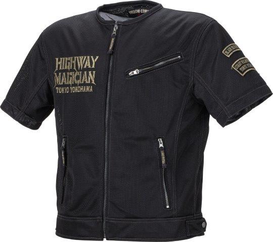 イエローコーンプロテクティブメッシュTシャツバイク用/メンズブラック/ゴールドLLサイズYMT-004