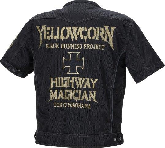 イエローコーンプロテクティブメッシュTシャツバイク用/メンズブラック/ゴールドLLサイズYMT-004