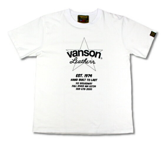 あす楽 VANSON/バンソン コットンTシャツ バイク/メンズ/春夏 ホワイト Lサイズ VS21808S