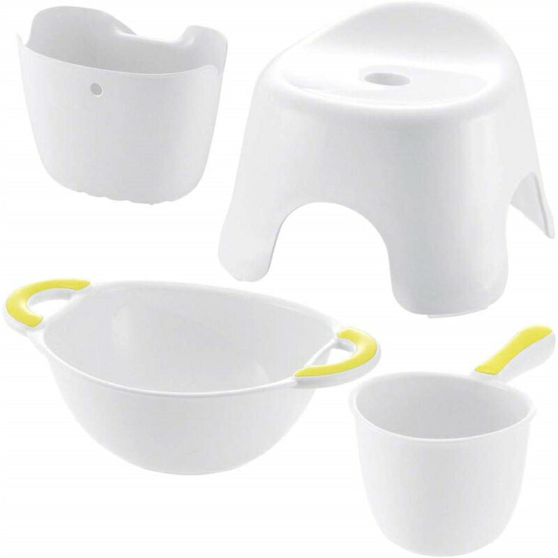 カモシカnet SHOP　楽天市場店の【セットでお得】KD キッズ浴用セットリッチェル 湯おけ＋手おけ＋風呂イス＋おもちゃかご4点セット お風呂 子供用 キッズ ベビー 赤ちゃん 風呂桶 腰掛け バス 湯桶 手桶 出産 ギフト プレゼント｜アングル2