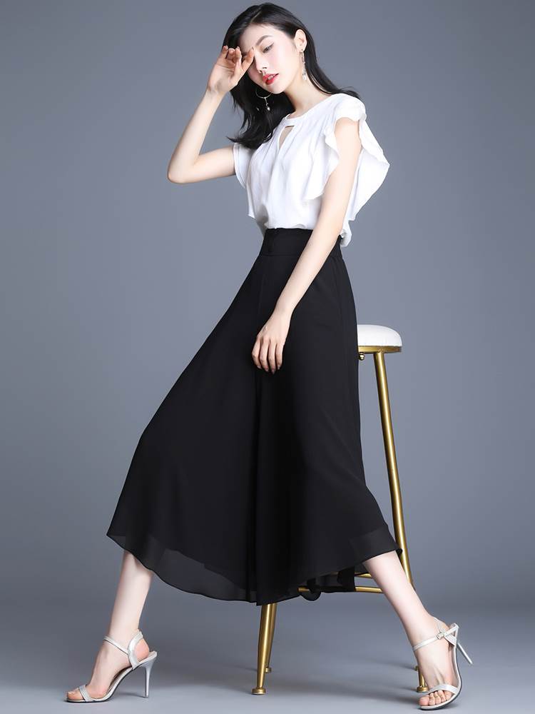 スカート ボトムス パンツ ワイドパンツ ガウチョパンツ フレアスカート 膝丈 ひざ...