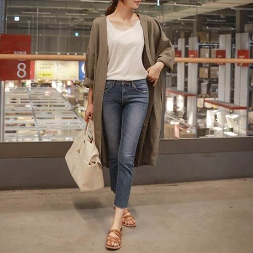 Linen, Hemp - ロングガウン レディース トップス コットン リネン ロングカーディガン ロングシャツ ドロップショルダー オーバーサイズ 羽織 アウター 膝下 ロング ロング丈 7分丈 袖あり 長袖 襟なし ストレート 前開き シンプル カジュアル 大人 おしゃれ アジアン こなれ感 ラフ