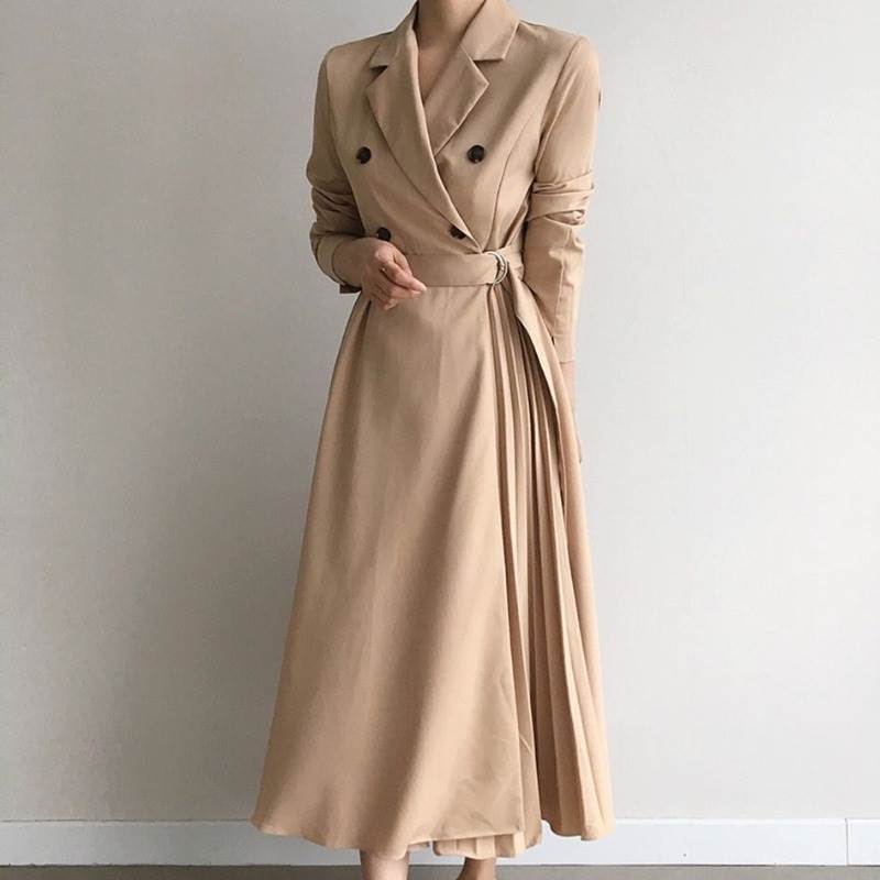 スカート ワンピース フレアワンピース ワンピドレス ロング ロング丈 アンクル丈 袖あり 長袖 襟付き フレア セミフレア プリーツ ベルト ウエストマーク かわいい 大人可愛い きれいめ シンプル カジュアル 大人 上品 おしゃれ お洒落 レトロ 大人女子 こなれ感 ラフ