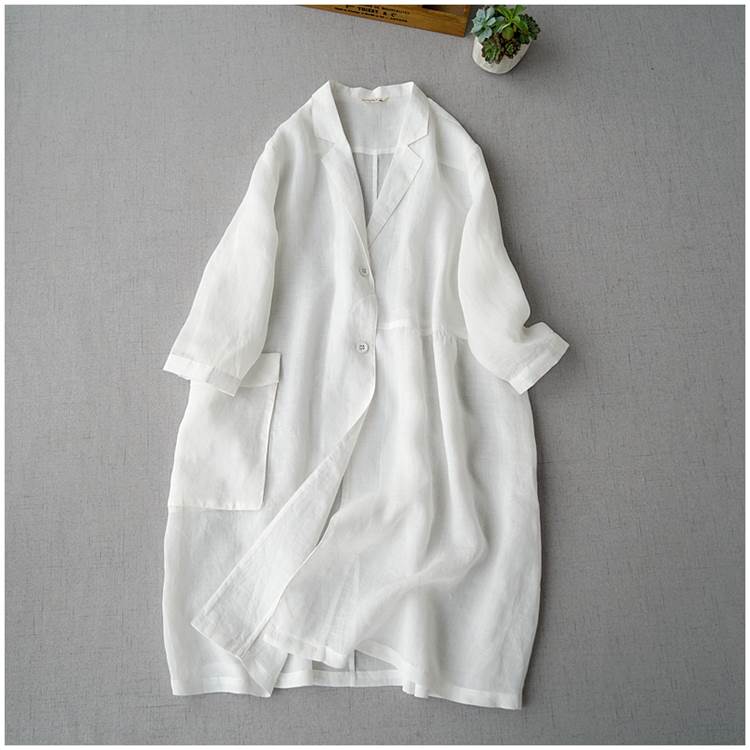 サマージャケット ロングカーディガン アウター カーディガン ジャケット チェスターコート ロング ロング丈 袖あり 七分袖 ドロップシ..