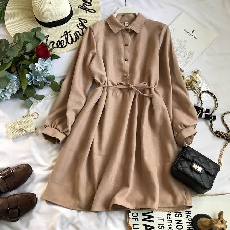 シャツワンピース ワンピース フレアスカート シャツワンピース フレアワンピース ロング ロング丈 袖あり 長袖 襟付き スタンドカラー フレア セミフレア ストレート リボン ウエストリボン かわいい 大人可愛い きれいめ シンプル カジュアル 大人 上品 おしゃれ 大人女子