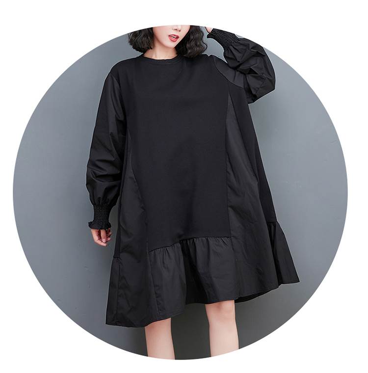 Aラインワンピース 膝下 袖あり 長袖 ボリューム袖 襟なし Aライン かわいい 大人可愛い きれいめ シンプル カジュアル 大人 上品 おしゃれ お洒落 かっこいい レトロ 大人可愛い 大人女子 こなれ感 ラブリー キュート ガーリー 主役級 存在感 とろみ感 抜け感 無地 春 秋