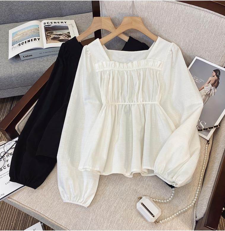 スクエアネックシャーリングボリュー...