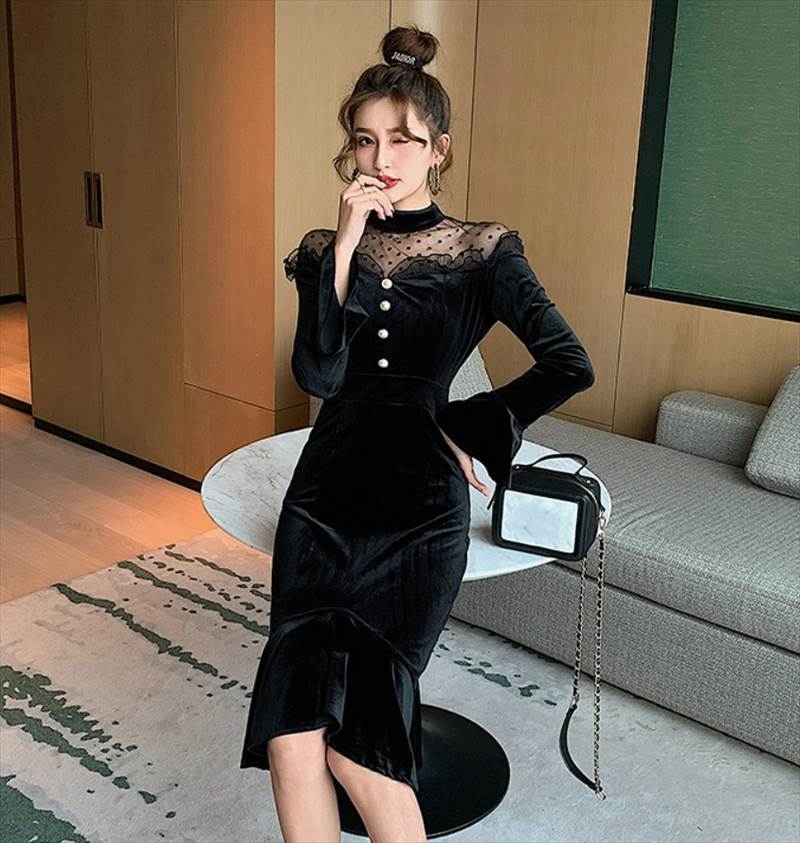 ベルベットドレス個性的ワンピースワ...