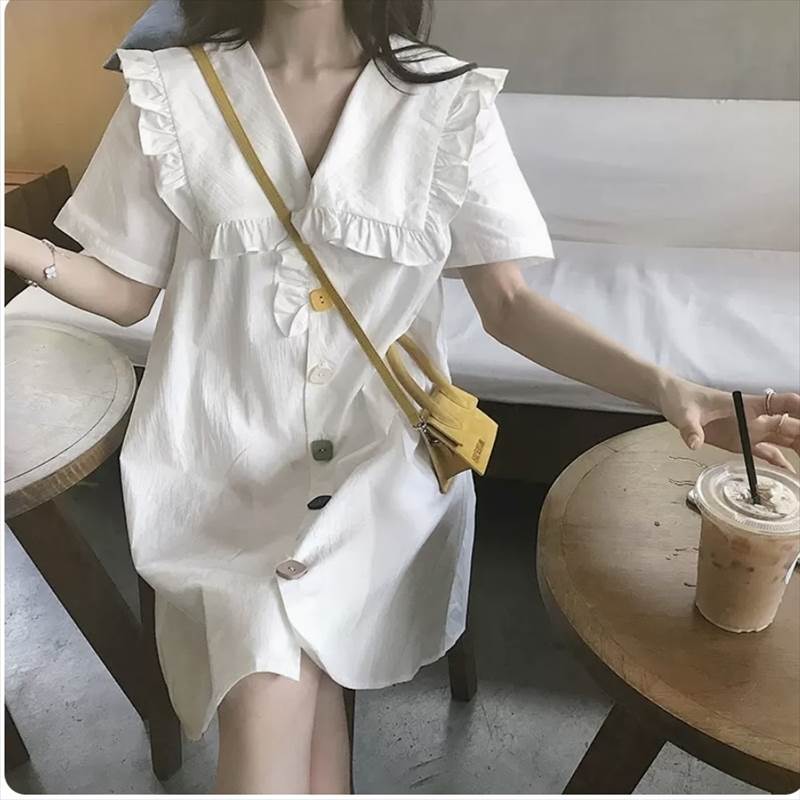 ワンピース シャツワンピース フレアワンピース 膝丈 ひざ丈 膝上 袖あり 半袖 襟付き フレア セミフレア Aライン フリル かわいい 大人可愛い きれいめ シンプル カジュアル 大人 上品 おしゃれ 大人女子 こなれ感 ラフ ラブリー キュート ガーリー 個性的 エレガント 無地