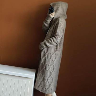 トップス カーディガン ロング ロング丈 袖あり 長袖 襟なし Iライン フード付き 前開き ケーブルニット 編み込み ニット 厚手 かわいい 大人可愛い きれいめ シンプル カジュアル 大人 上品 おしゃれ 大人女子 こなれ感 ラフ ラブリー ルーズ モダン とろみ感 抜け感 無地