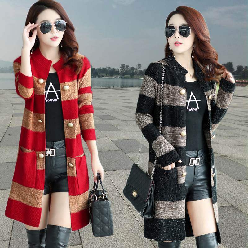 ボーダーロングトップスセーターカー...