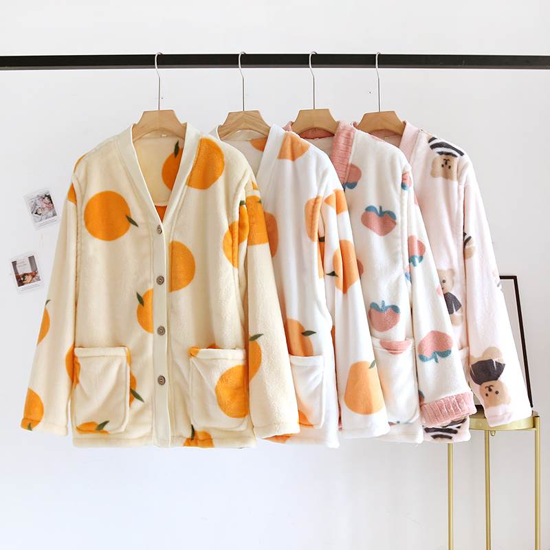 Nylon, Rayon, Polyester - フリース カーディガン ノーカラー ジャケット トップス アウター ミディアム丈 袖あり 長袖 Vネック 襟なし もこもこ モコモコ ふわふわ 前開き かわいい 大人可愛い カジュアル 大人 おしゃれ 大人女子 ラフ ラブリー キュート ルーズ 個性的 抜け感 柄 プリント
