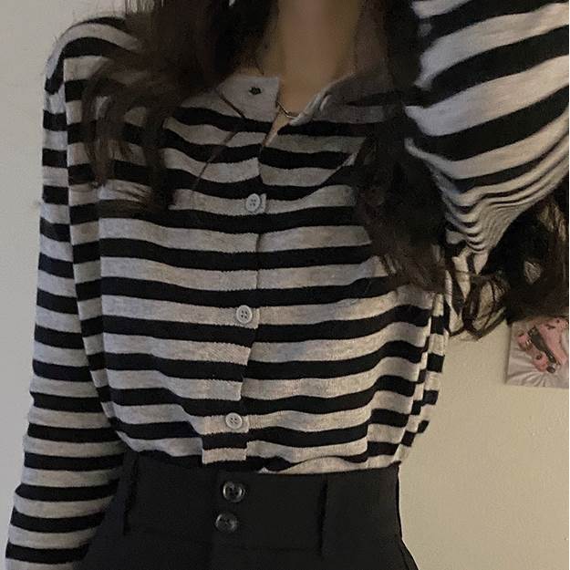 ボーダーカーディガントップスミディ...