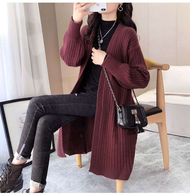 ざっくりリブニットロングカーディガ...