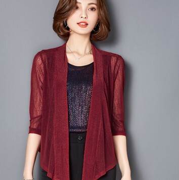 カーディガン ショール 羽織り ショート丈 7分袖 七分袖 透け感 シースルー 前結び メッシュ きれいめ シンプル おしゃれ お洒落 エキゾチック 大人可愛い 大人女子 こなれ感 無地 春 夏 秋 10代 20代 30代 40代 50代 60代 リゾート 海 プール ホテル ガーデン レストラン