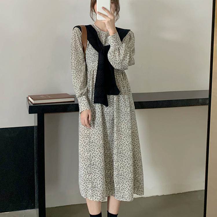 ワンピースカーディガンミモレ丈ロン...