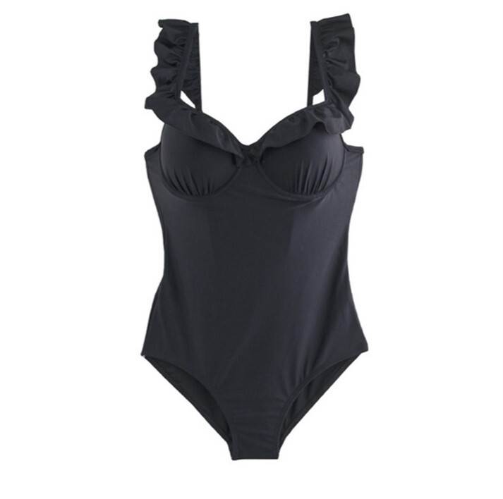 水着 スイムウエア ワンピース水着 フリル 肩紐フリル 谷間見せ デコルテ 体型カバー スタイルアップ くびれ かわいい 大人可愛い きれいめ セクシー シンプル カジュアル 華やか おしゃれ 主役級 存在感 個性的 クール スタイリッシュ モダン 夏 サマー 10代 20代 30代