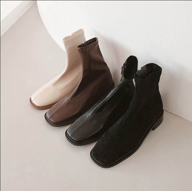 Thick Sole - シューズ 靴 くつ クツ ブーツ レディースシューズ レディースブーツ ショートブーツ アンクルブーツ ブーティー ヒール 3cmヒール 厚底 太ヒール ローヒール スクエアトゥ 痛くない 歩きやすい 履きやすい ラメ 美脚 脚長 革 フェイクレザー スウェード かわいい